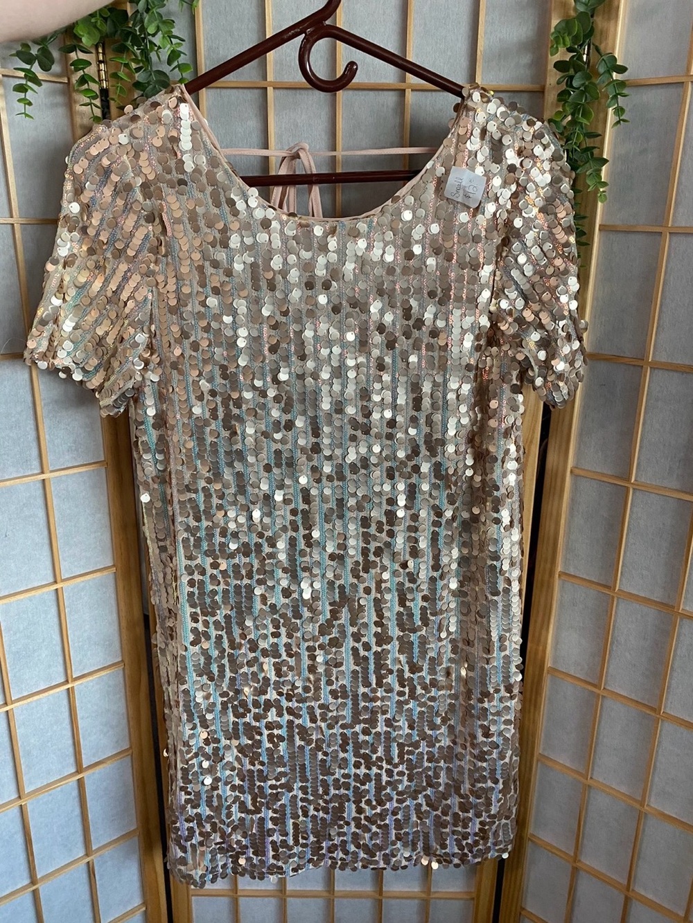 Sequin Shift Dress - Blush Gold